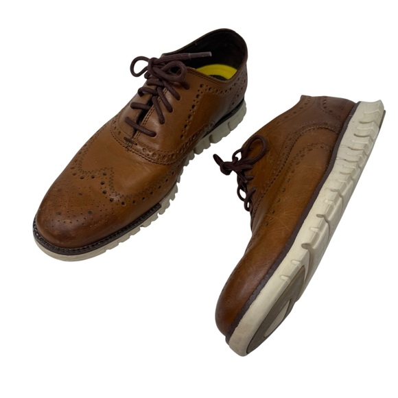 Cole Haan Men\'s Size 9 ZeroGrand Brown Leather Wingtip Oxfords Casual Shoes main image 5